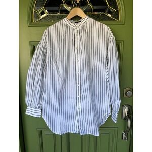 Ralph Lauren Black Label Tunic Collarless Striped Oversized Minimalist | Size 10